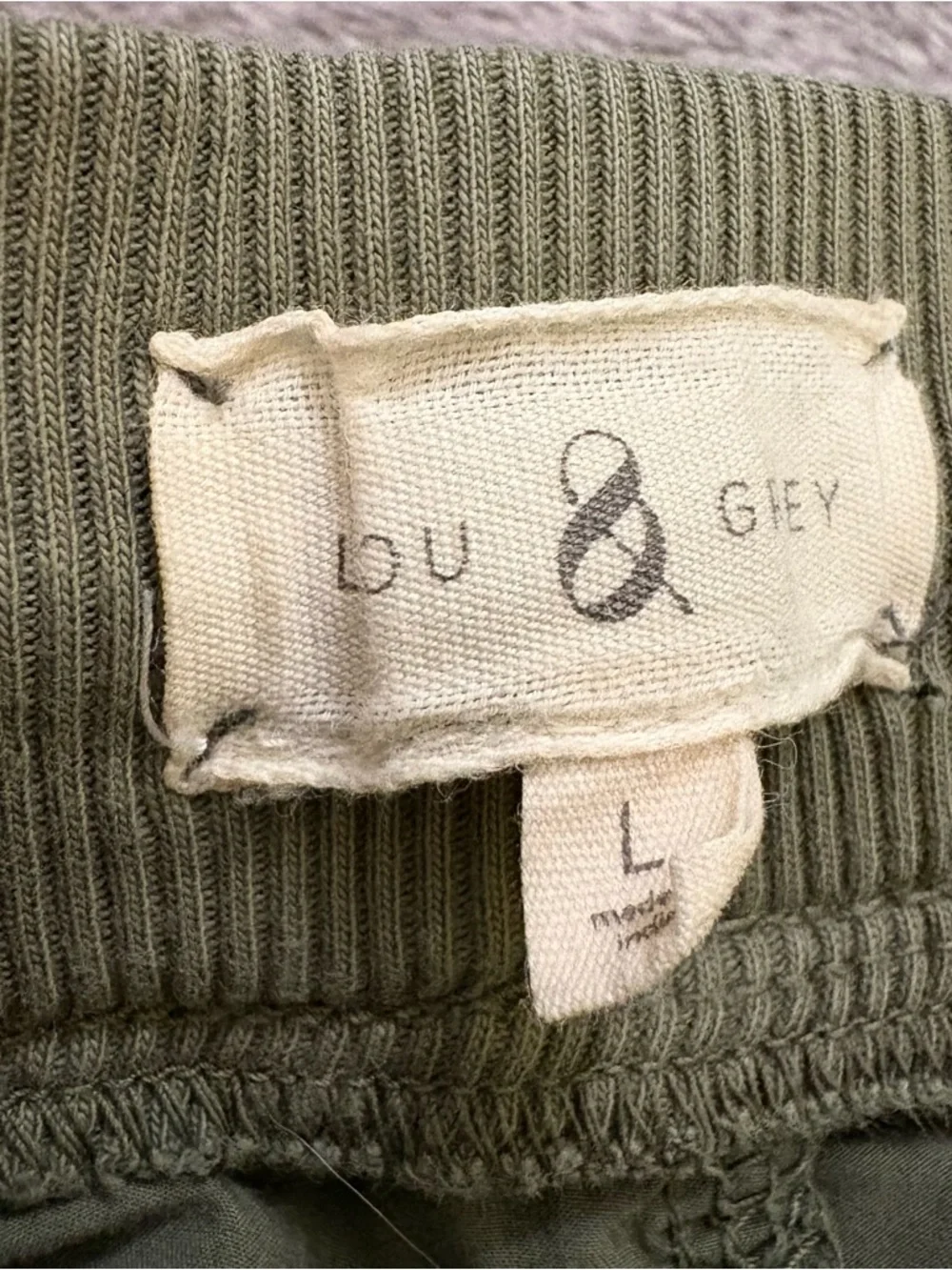 Lou & Grey Olive Green Drawstring Elastic Waist Khaki Utility Shorts sz Large